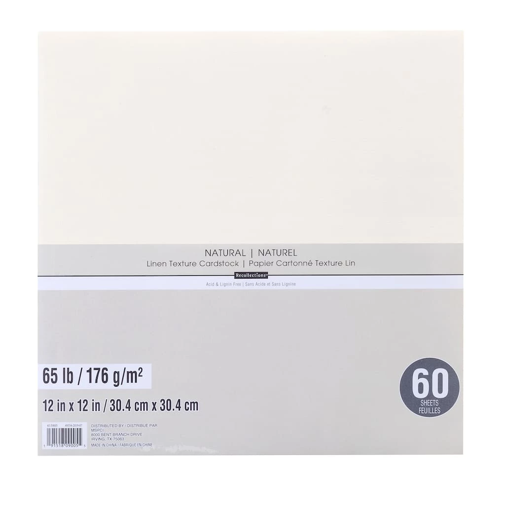 Best deal 🎁 9 Packs: 60 ct. (540 total) Natural 12" x 12" Linen Texture Cardstock by Recollections™ 💯 1 Best deal 🎁 9 Packs: 60 ct. (540 total) Natural 12" x 12" Linen Texture Cardstock by Recollections™ 💯