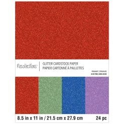 New 😀 12 Packs: 24 ct. (288 total) Primary Glitter 8.5" x 11" Cardstock Paper by Recollections™ ⭐