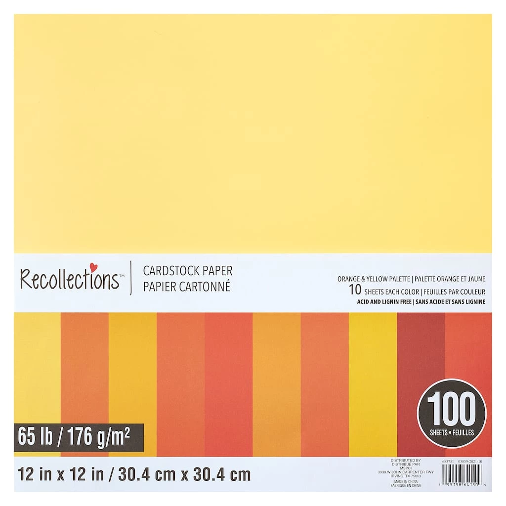 Flash Sale 🔔 Orange & Yellow Palette 12" x 12" Cardstock Paper by Recollections™, 100 Sheets ✨ 1 Flash Sale 🔔 Orange & Yellow Palette 12" x 12" Cardstock Paper by Recollections™, 100 Sheets ✨