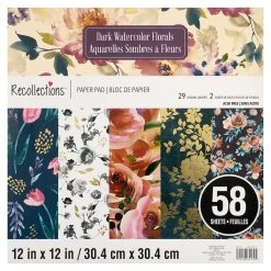 Best deal ⌛ 6 Pack: Dark Watercolor Florals Paper Pad by Recollections™, 12" x 12" ✨