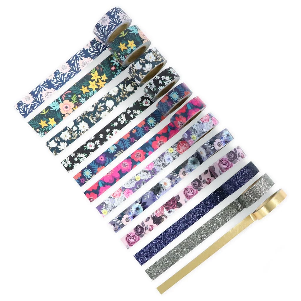 Best deal ⌛ 12 Pack: Black Floral Crafting Tape Set by Recollections™ 🎁 2 Best deal ⌛ 12 Pack: Black Floral Crafting Tape Set by Recollections™ 🎁 - Image 2