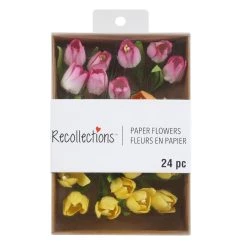 Wholesale 😀 12 Packs: 24 ct. (288 total) Pink, Orange & Yellow Tulip Paper Flowers by Recollections™ 😍