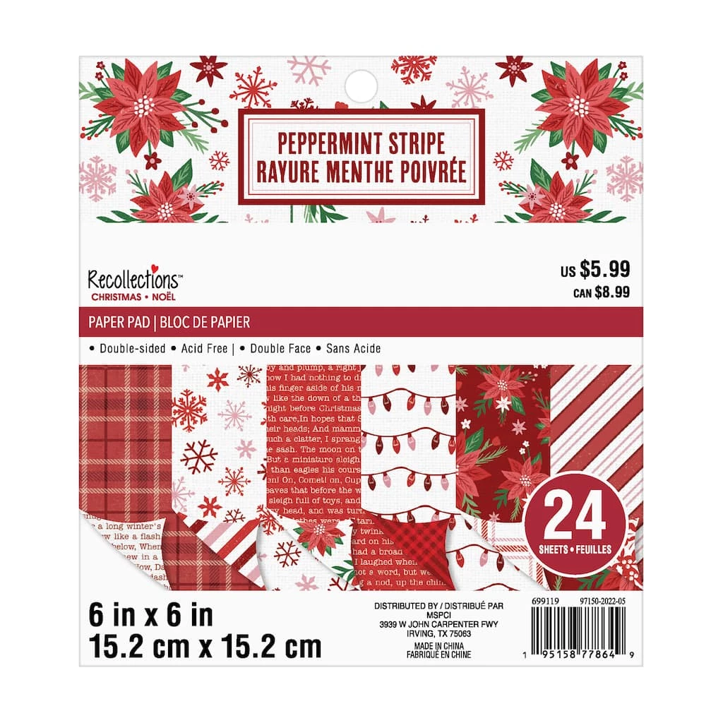 Wholesale π Peppermint Stripe Paper Pad by Recollections™, 6" x 6" π― 1 Wholesale π Peppermint Stripe Paper Pad by Recollections™, 6" x 6" π―